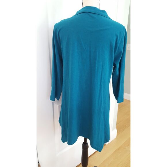 Soft Surroundings Handkerchief Hem Artisan Button Top, Teal Blue, size small‎ - Picture 7 of 10